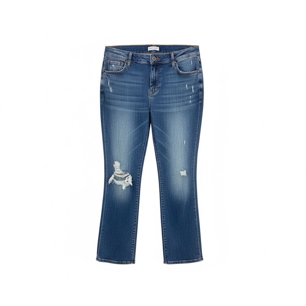 Lane Bryant Size 16 Blue Distressed Boyfriend Capri Jeans